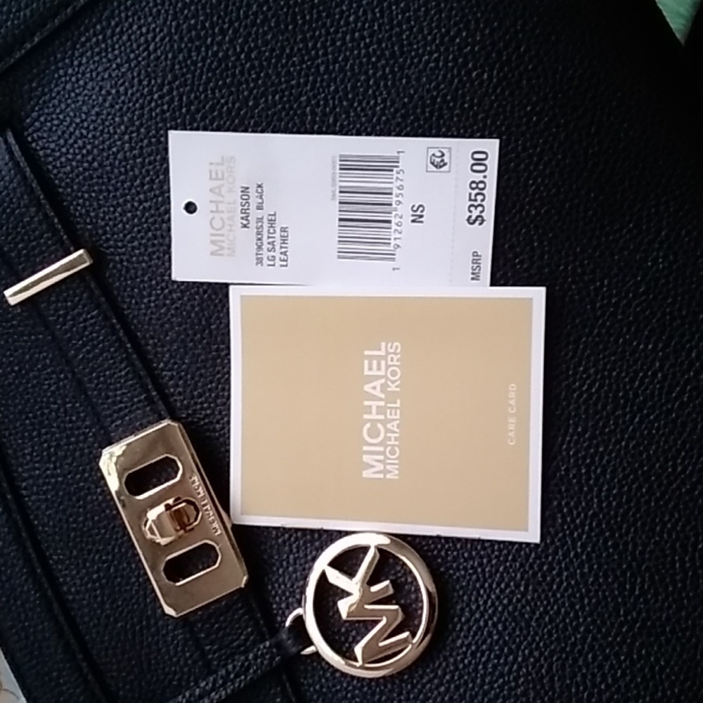 🌙NWT Michael Kors Karson LG Leather Satchel Bag Purse Tote
